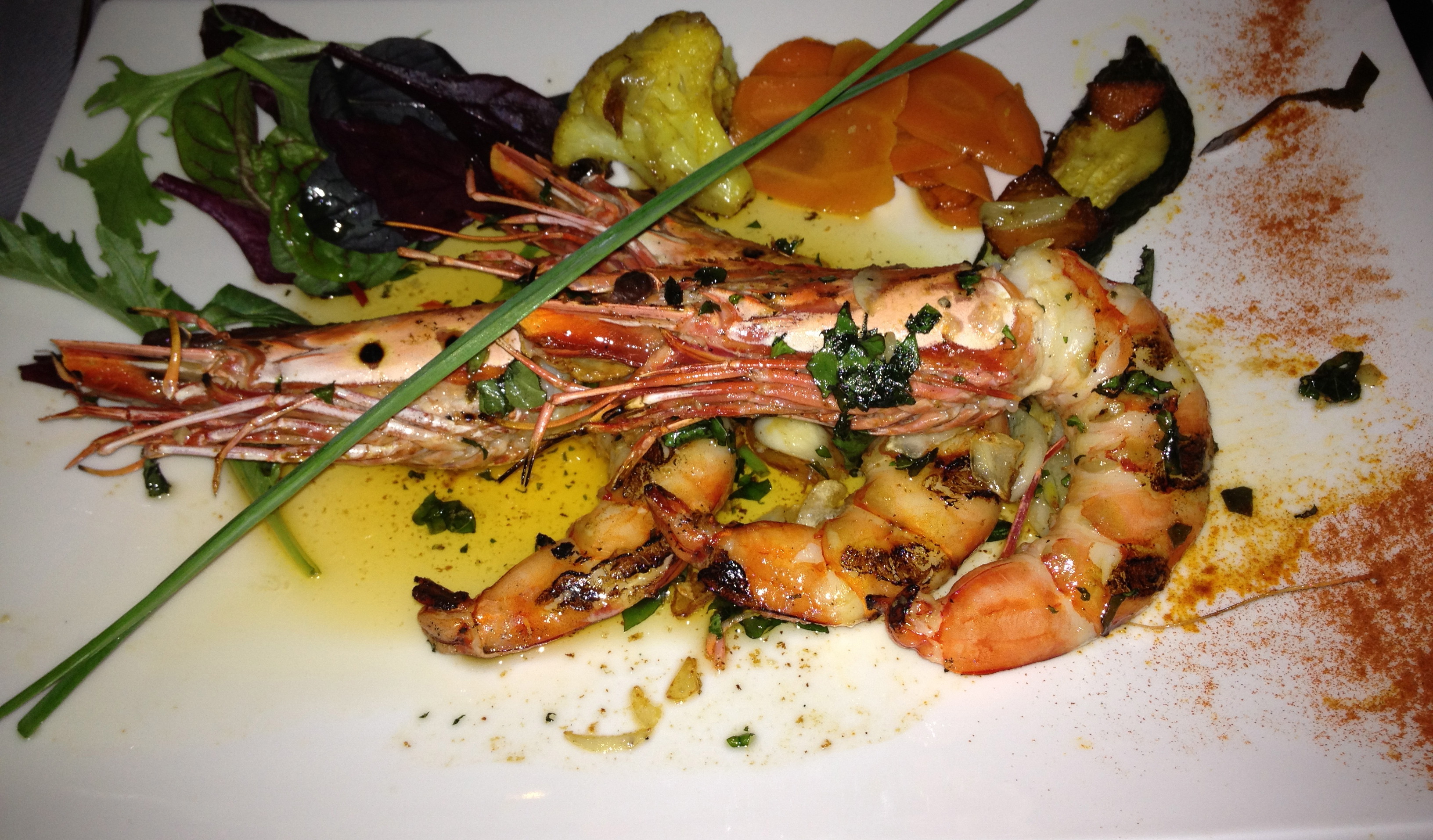 Grilled prawns - see the oil