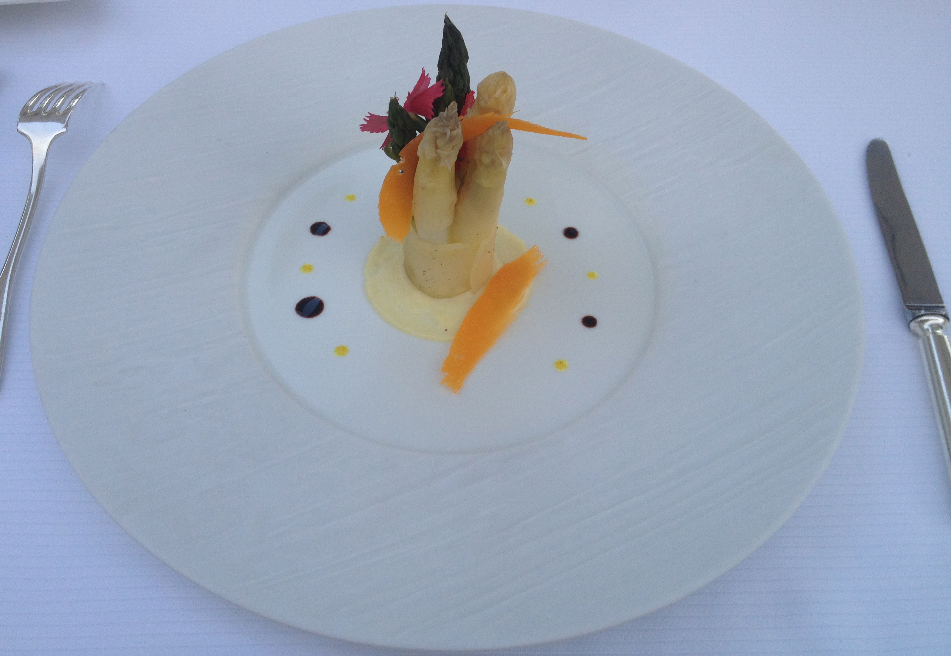 Asparagus Michelin star appetizer at Cap Estel