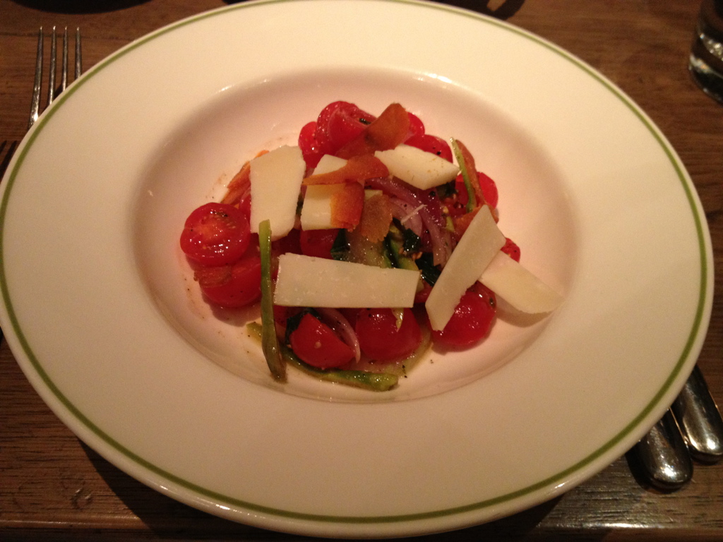 Tomato salad with parmesan shavings &amp; bottarga