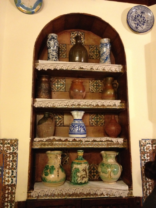 Ceramic jugs at Botin restaurant
