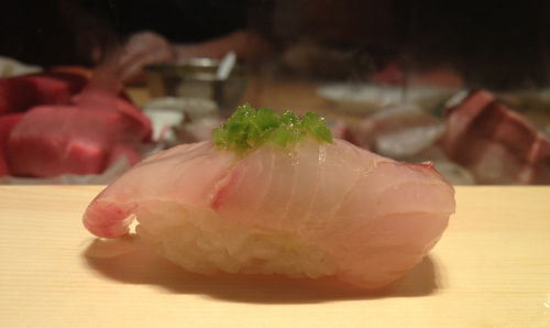 White fish with scallions sushi omakase