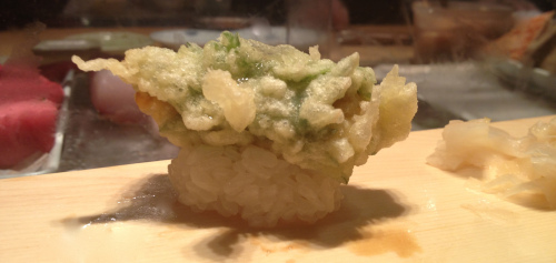 Vegetable tempura sushi omakase