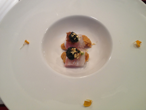 Uni with caviar and white fish