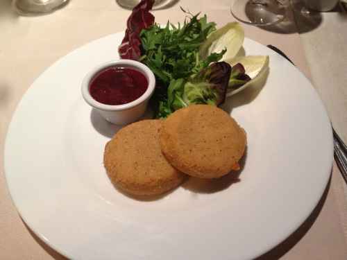 Fried cheese with chutney