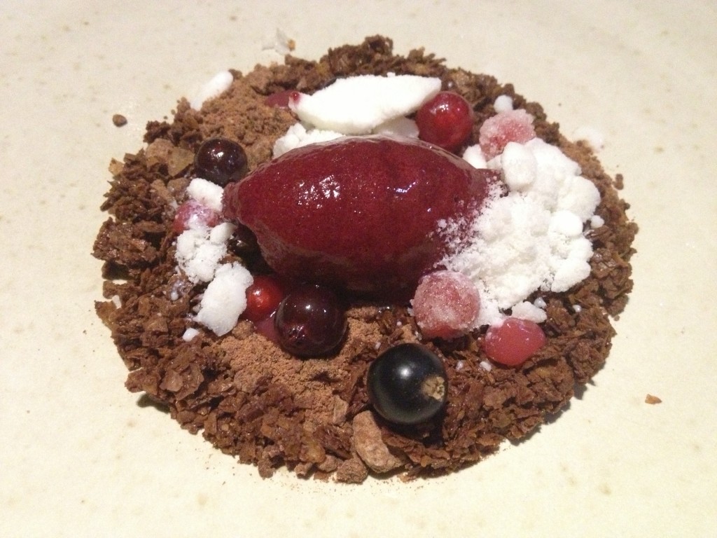 Currant sorbet with cocoa and buttermilk