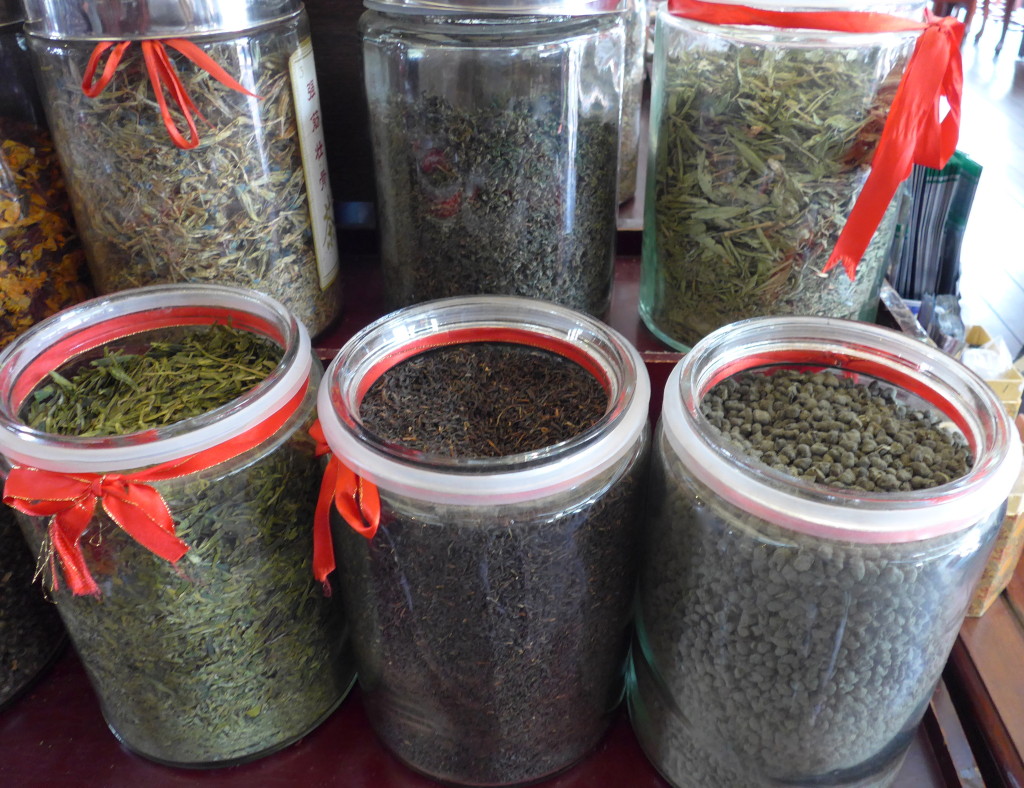 Variety of Chinese green teas in Shanghai