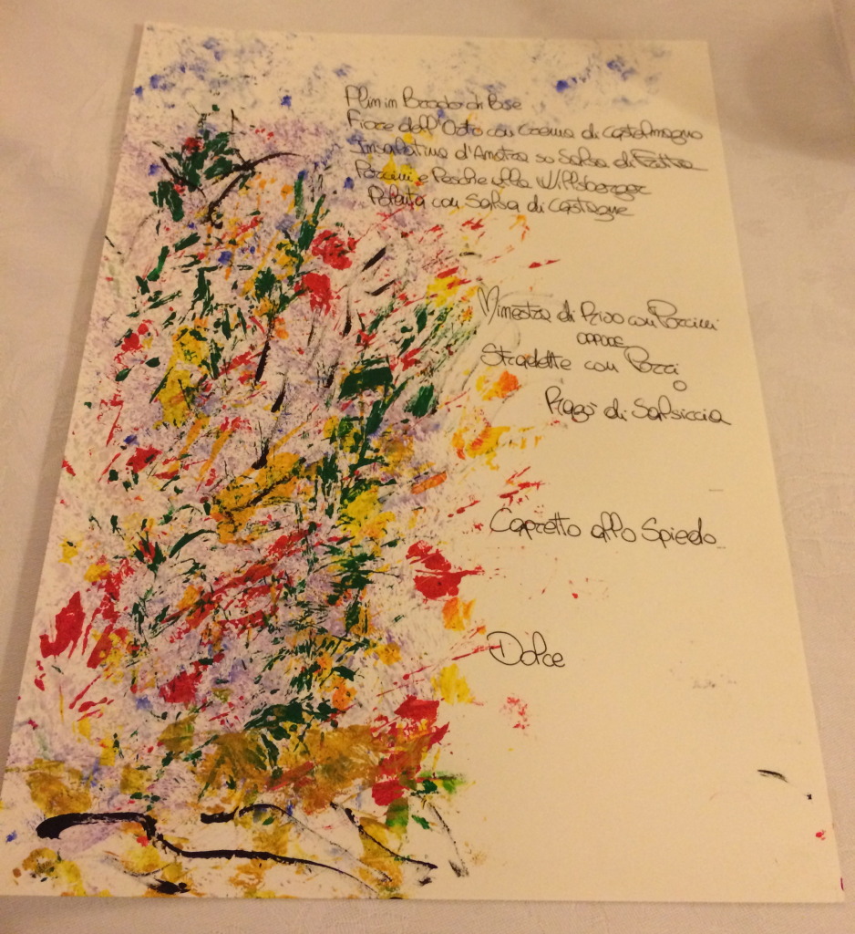 Hand-painted menu at Ristorante da Cesare 