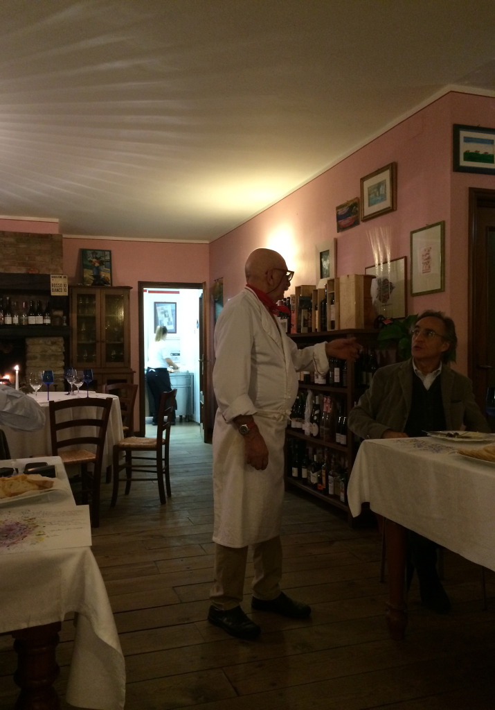 The chef Cesare regularly greeting his guests